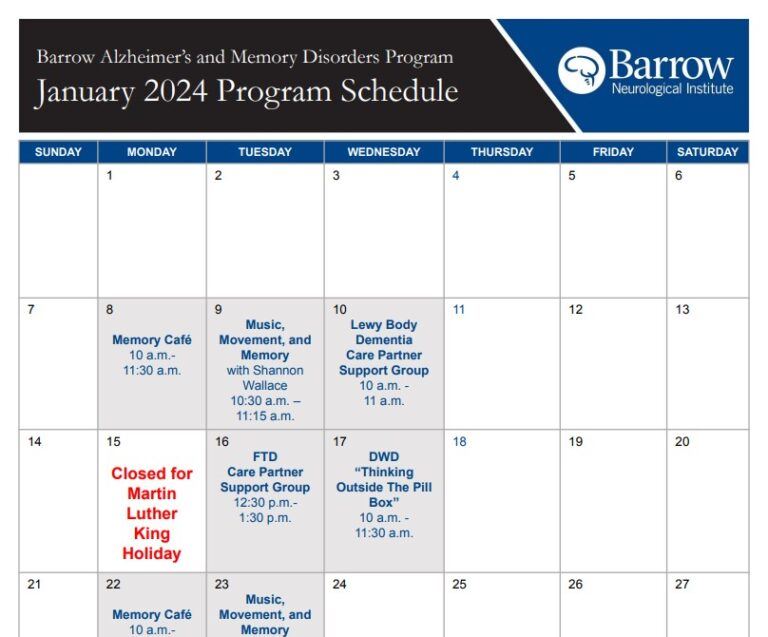 January 2024 Alzheimer S Program Event Schedule Barrow Neurological   January 2024 Alzheimers Program Event Schedule 768x637 