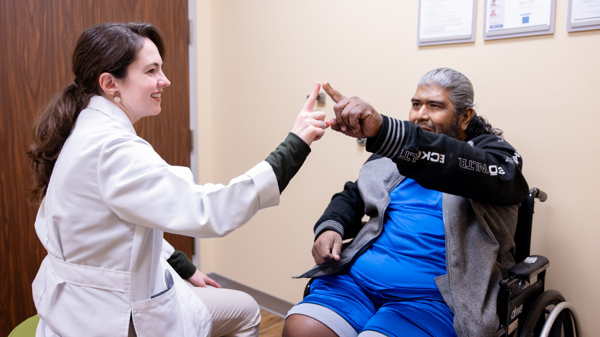 neurologist aimee borazanci examines a multiple sclerosis patient