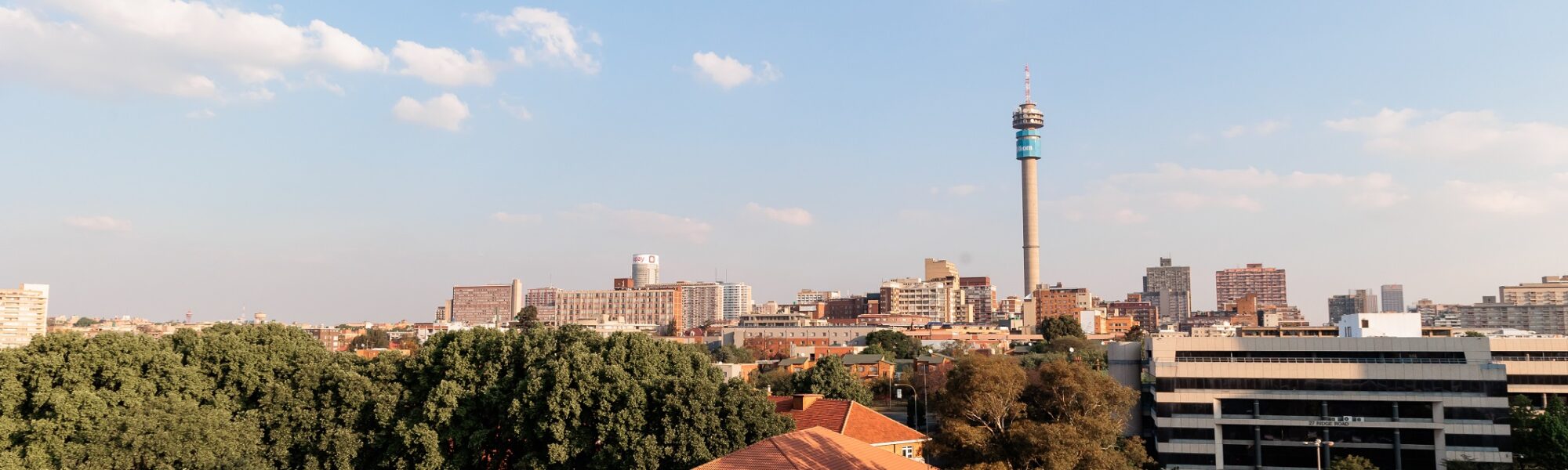 the johannesburg skyline from the wits university campus